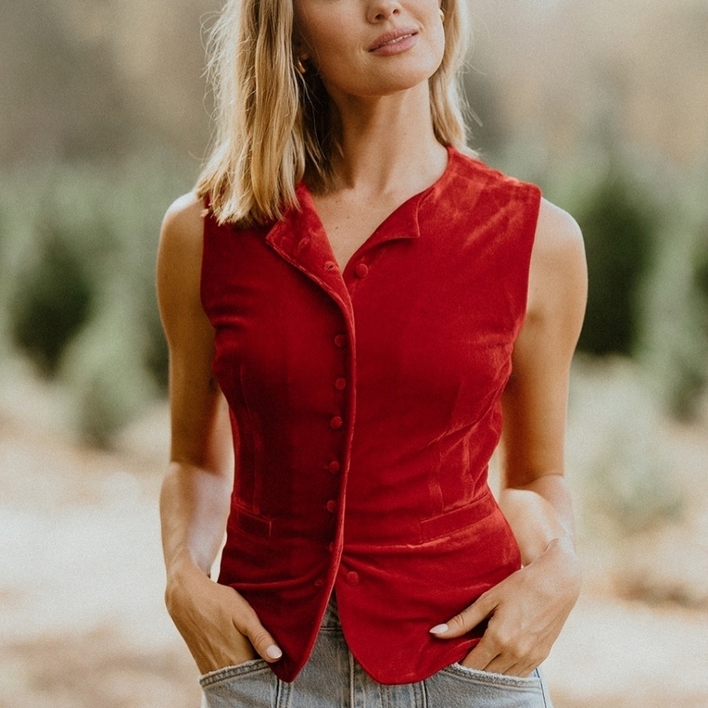 Vestique Tis the Season Sleeveless Velvet Vest. Size Small. New.